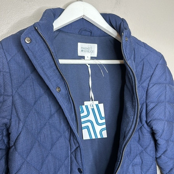T39 Market & Spruce Quilted Coat Navy Blue New with Tags size XS Stitchfix Brand - Picture 4 of 11